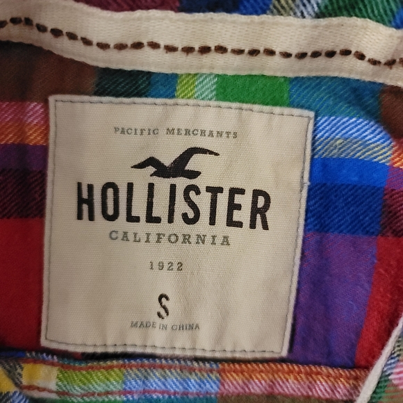 Y2K HOLLISTER ABERCROMBIE Flannel Red Plaid Colorful Size Womens S Pockets - Picture 9 of 12
